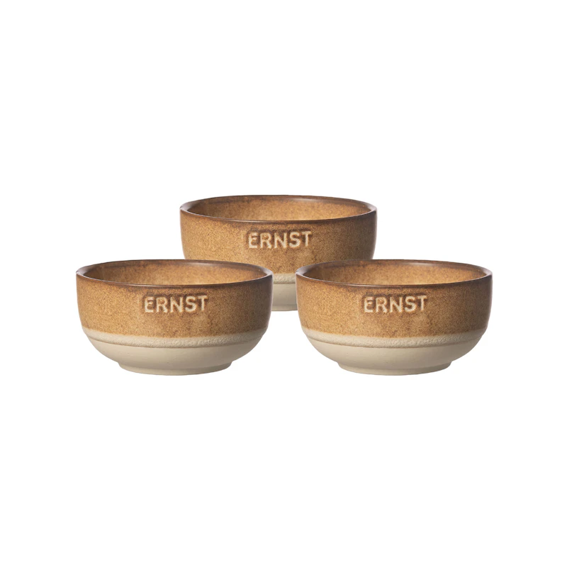 Schüssel 3-er Set, Braun / Natur