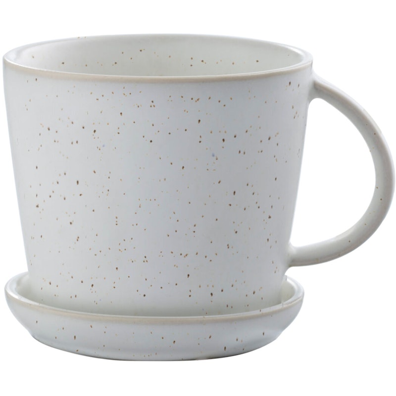 Tasse mit Untertasse 8,5 cm, Weiß/Gepunktet