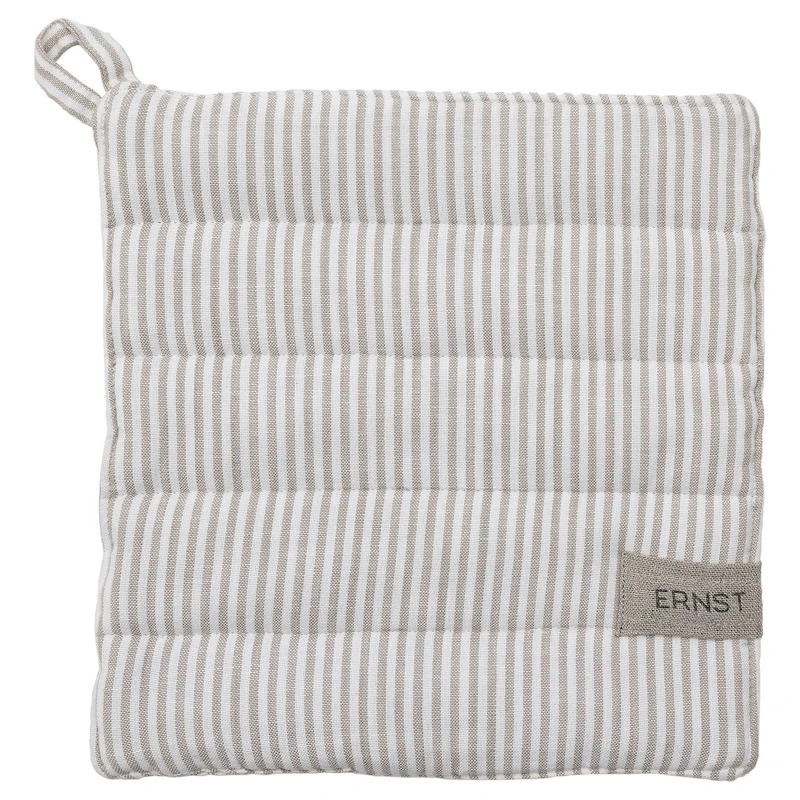 Topflappen Streifen, Weiß/Beige