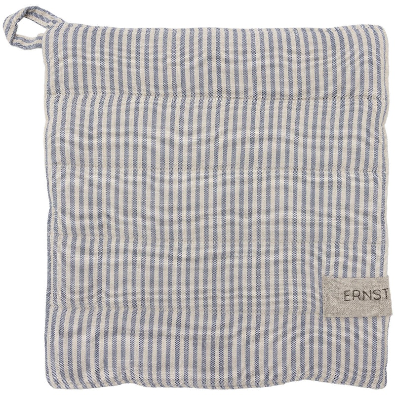 Topflappen Streifen, Blau/Beige