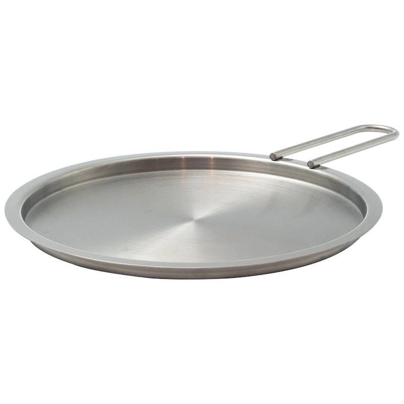 Deckel Mit Griff Gebürsteter Stahl, 20 cm