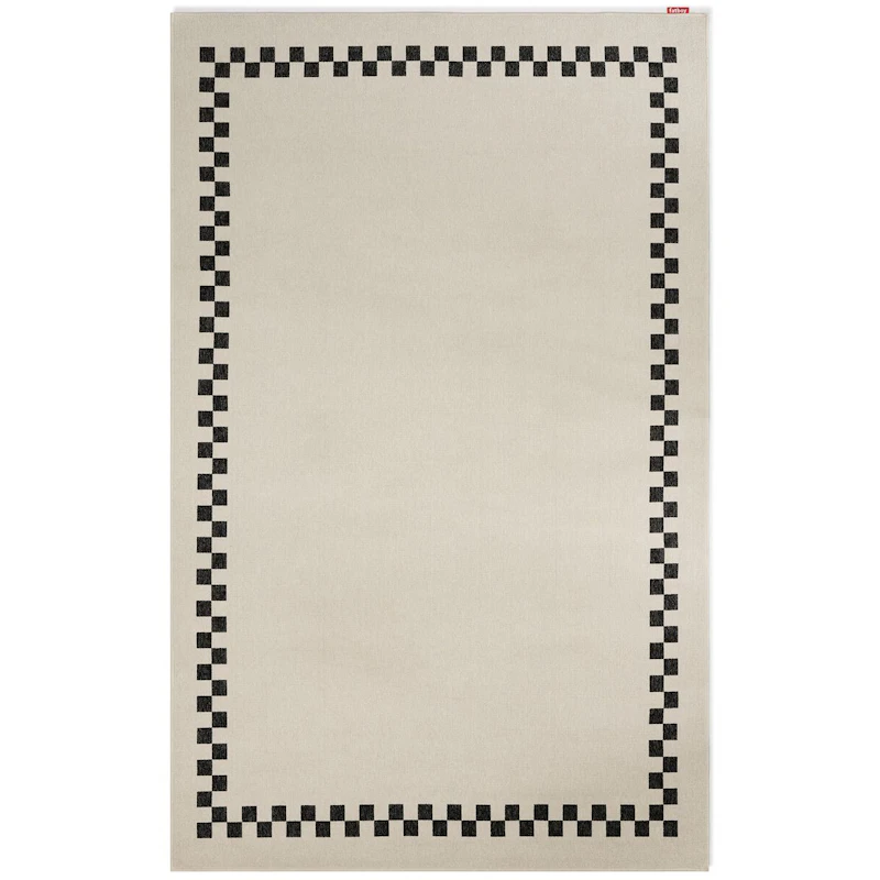 Carpretty Grand Check Border Teppich, Anthrazit / Creme