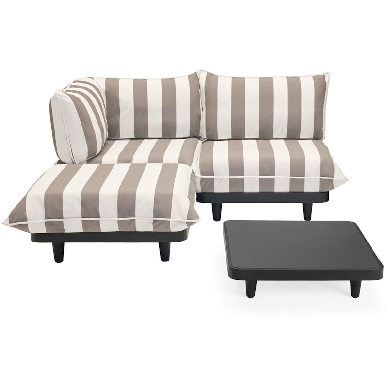 Paletti Sofa Medium Mit Kaffeetisch, Stripe Cacao (Left)