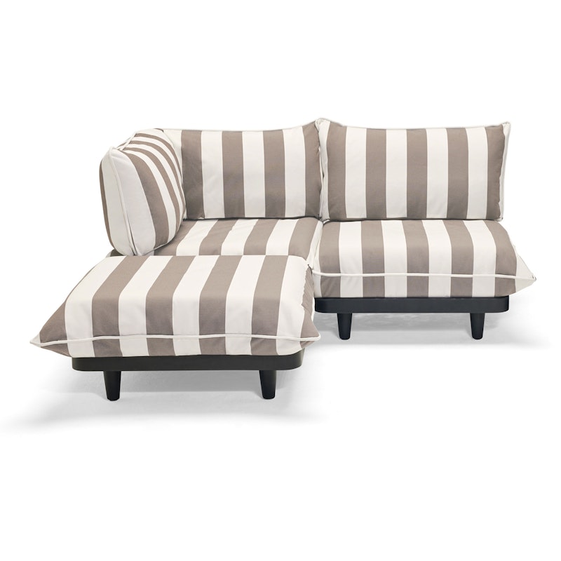 Paletti Modulsofa 2-Sitzer Mit Sonnenliege, Stripe Cacao (Left)