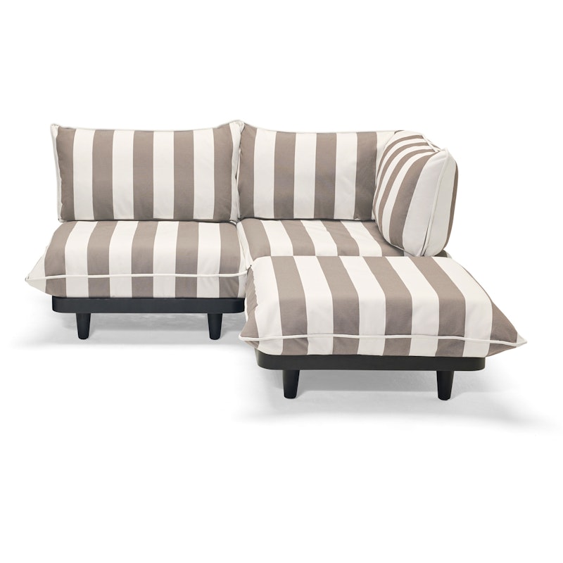 Paletti Modulsofa 2-Sitzer Mit Sonnenliege, Stripe Cacao (Right)