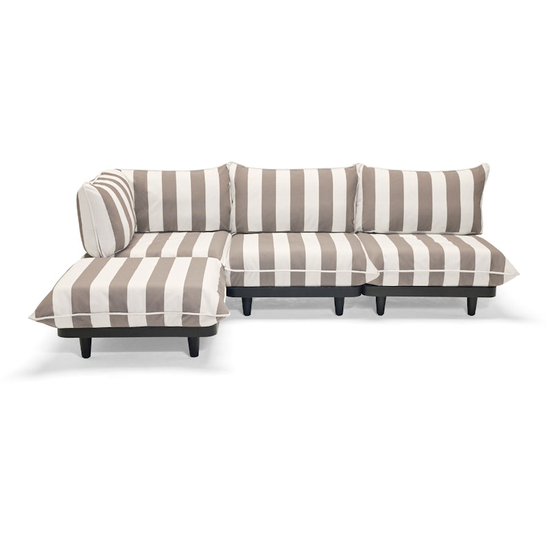 Paletti Modulsofa 3-Sitzer Mit Sonnenliege, Stripe Cacao (Left)