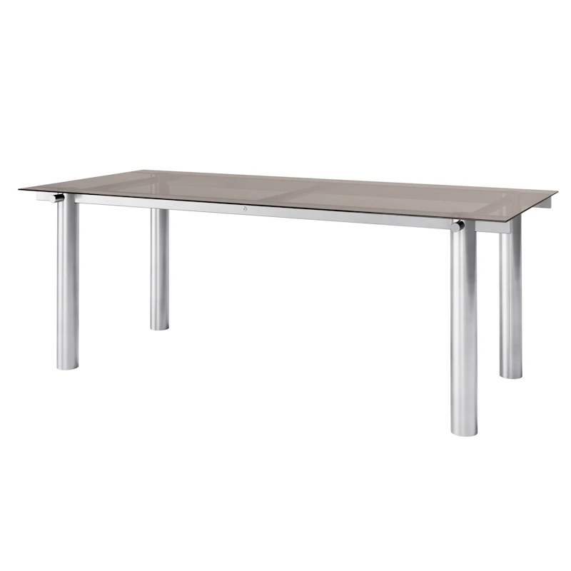 Atura Esstisch 200x90 cm, Edelstahl / Tinded Glass