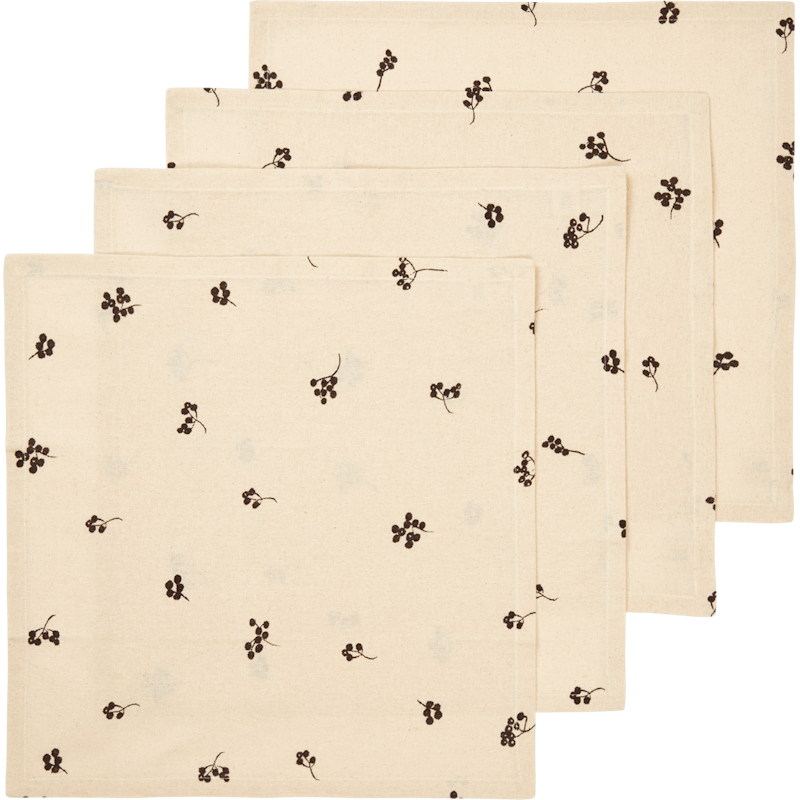 Baies Serviette 4-er Set, Natural / Dark Chocolate