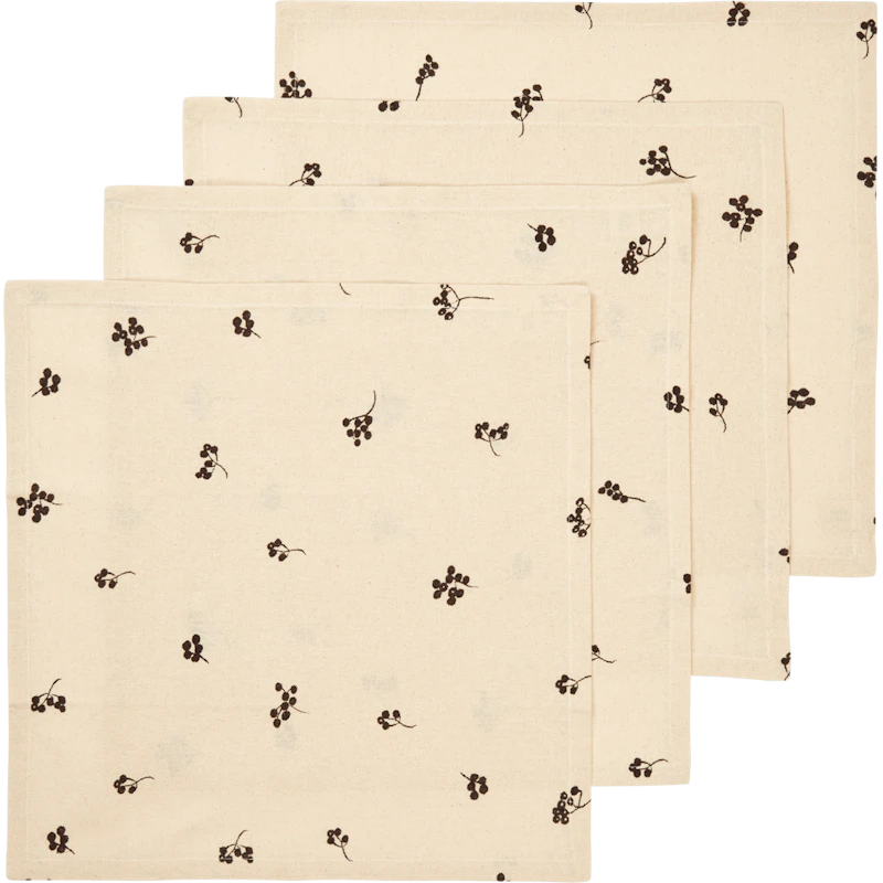 Baies Serviette 4-er Set, Natural / Dark Chocolate