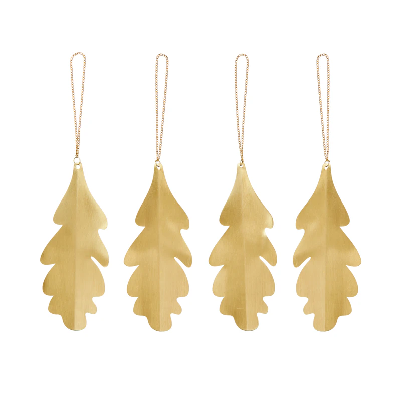 Christbaumschmuck Eichenblatt, Messing