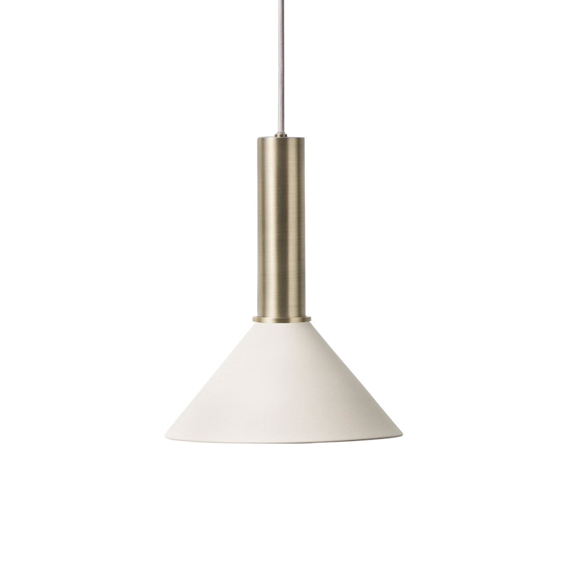 Cone Pendelleuchte Hoch, Hellgrau/Messing