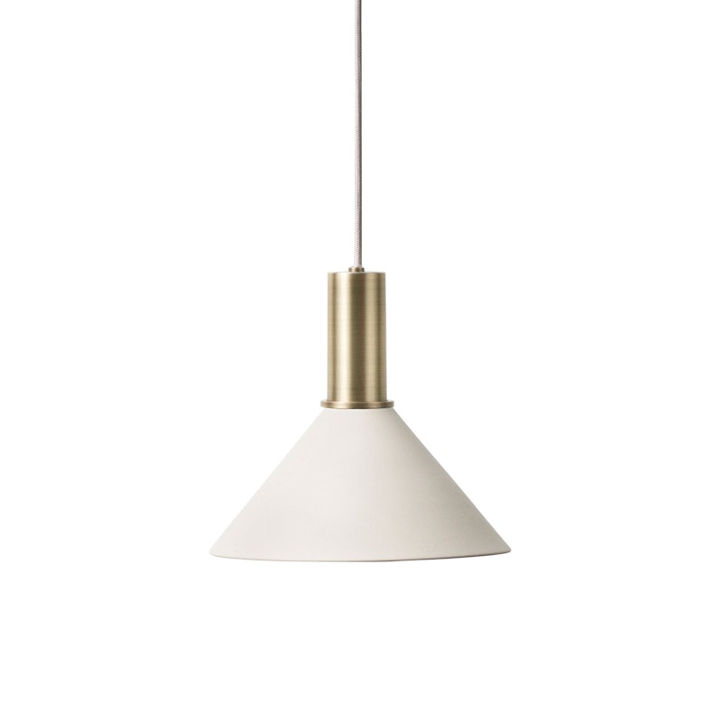 Cone Pendelleuchte Niedrig, Hellgrau/Messing