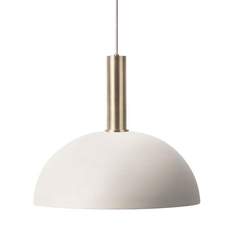 Dome Pendelleuchte Hoch, Hellgrau/Messing