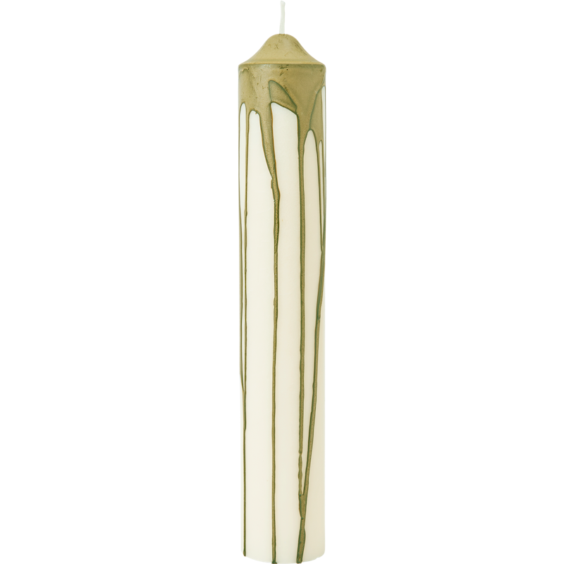 Dryp Stumpenkerze 30 cm, Olivgrün