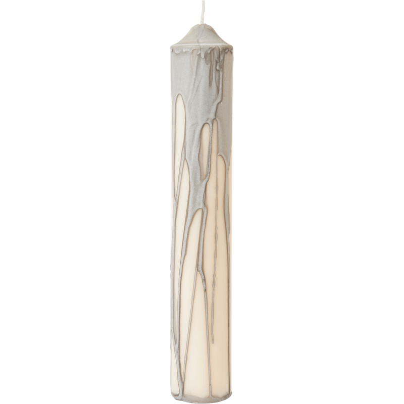 Dryp Stumpenkerze 30 cm, Warmes Grau