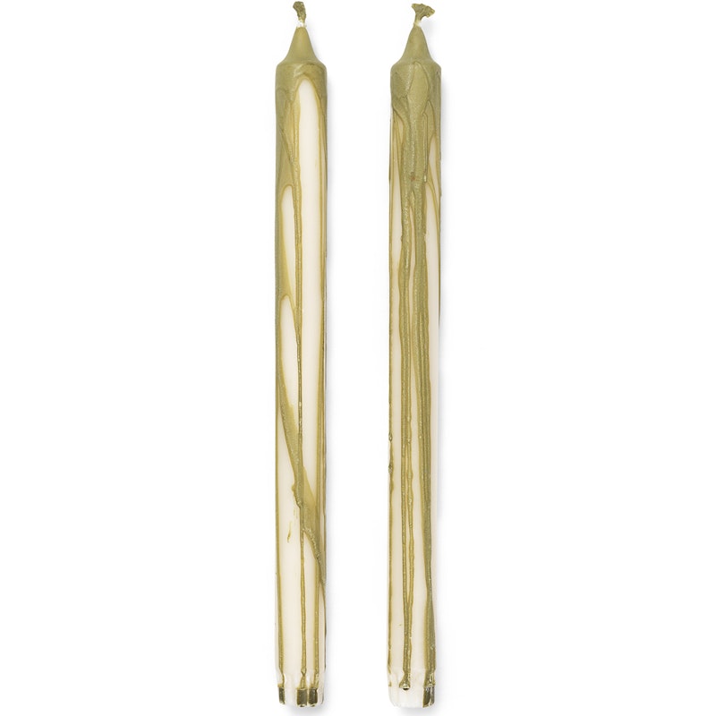 Dryp Kerzen 30 cm 2-er Set, Olivgrün