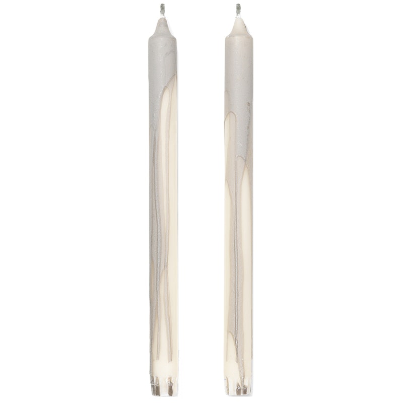 Dryp Kerzen 30 cm 2-er Set, Warmes Grau