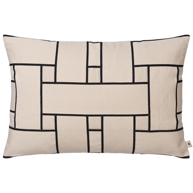 Lattice Offset Kissenbezug 40x60 cm, Altweiß/Schwarz