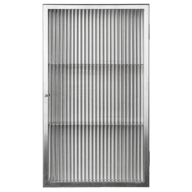 Haze Wandschrank Wellig Glas 35x60 cm, Edelstahl