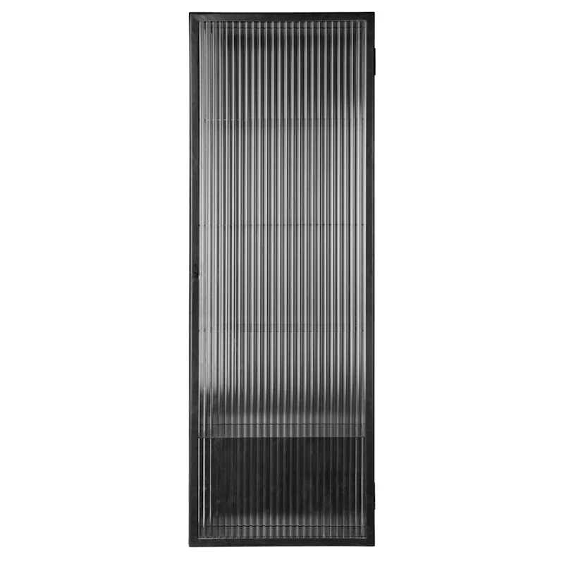 Haze Wandschrank Wellig Glas 35x100 cm, Schwarz