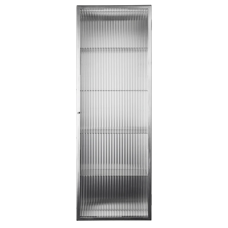 Haze Wandschrank Wellig Glas 35x100 cm, Edelstahl