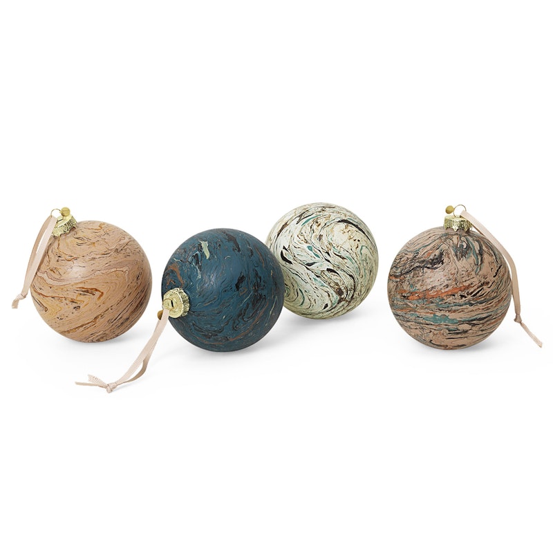 Marble Weihnachtskugel Ø10 cm 4-er Set, Multi