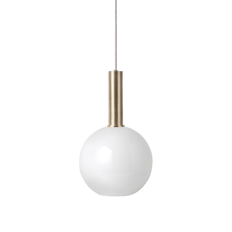 Opal Sphere Pendelleuchte Hoch, Weiss/Messing