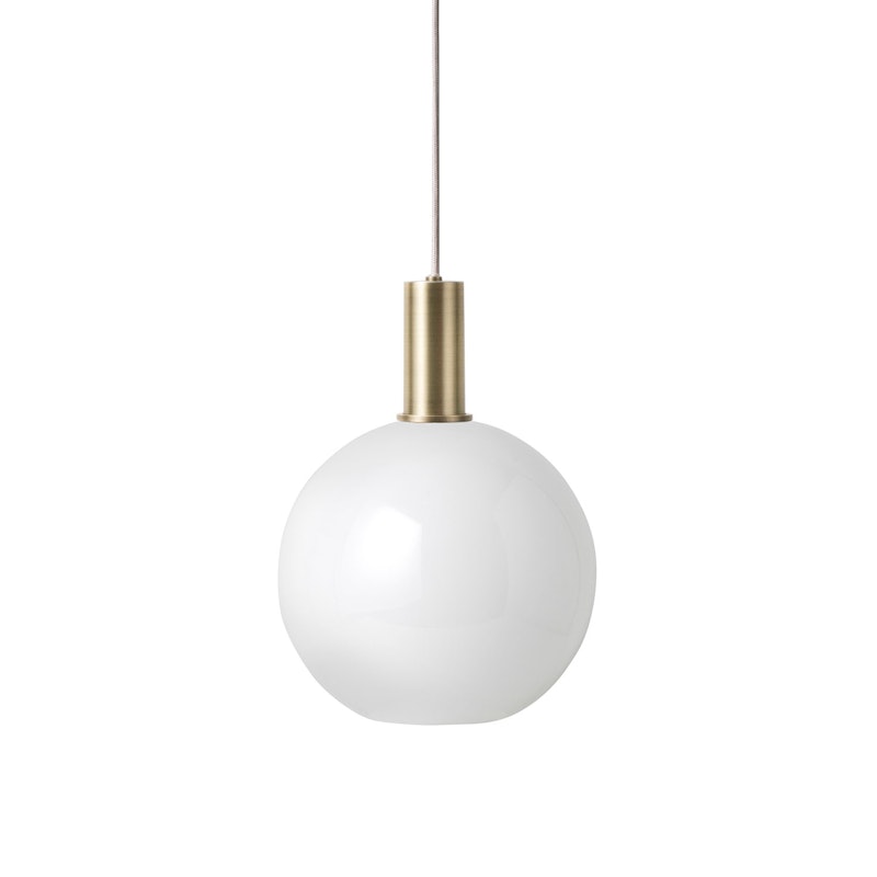 Opal Sphere Pendelleuchte Niedrig, Weiss/Messing