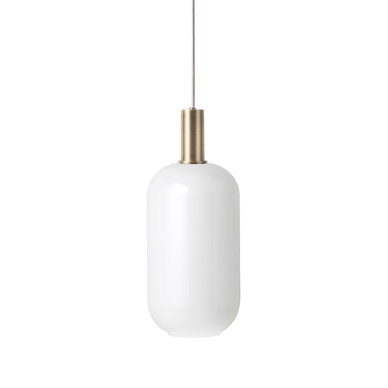 Opal Tall Pendelleuchte Niedrig, Weiss/Messing