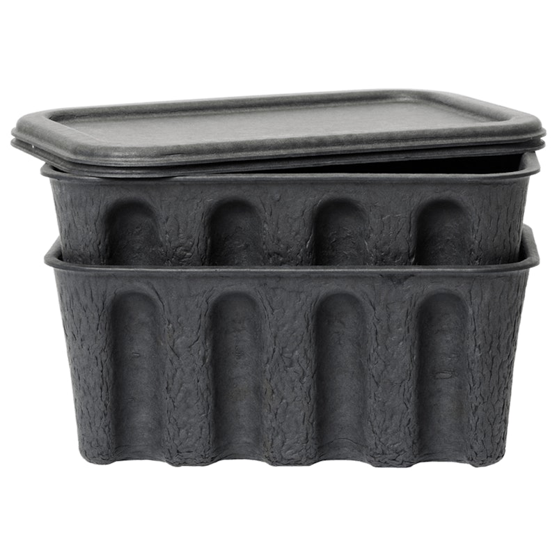 Paper Pulp Kisten 2-er Set Klein, Charcoal