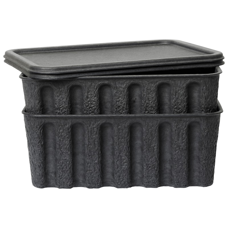 Paper Pulp Kisten 2-er Set Groß, Charcoal