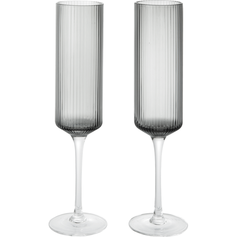Ripple Champagnerglas 2-er Set, Smoked Grey