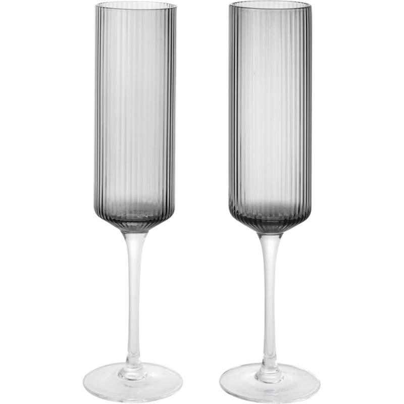 Ripple Champagnerglas 2-er Set, Smoked Grey