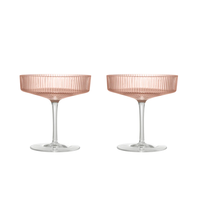 Ripple Champagnerschale 2-er Set, Blush