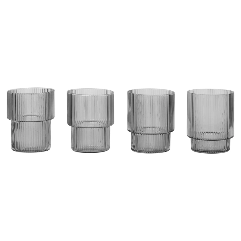 Ripple Glas 4-er Set 20 cl, Smoked Grey