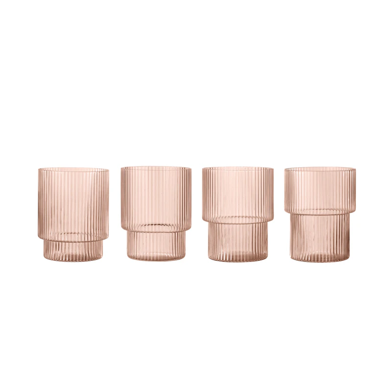 Ripple Glas 4-er Set, Blush
