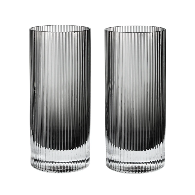 Ripple Highballglas 2-er Set, Smokey Grey