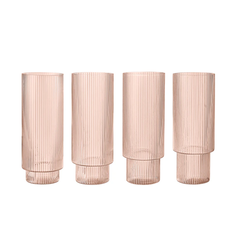 Ripple Longdrink-Glas 4-er Set, Blush