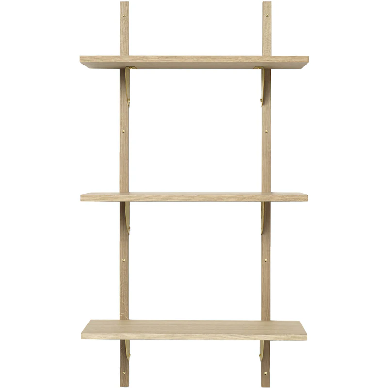 Sector Tripple Narrow Regal 54x102 cm, Eiche/Messing