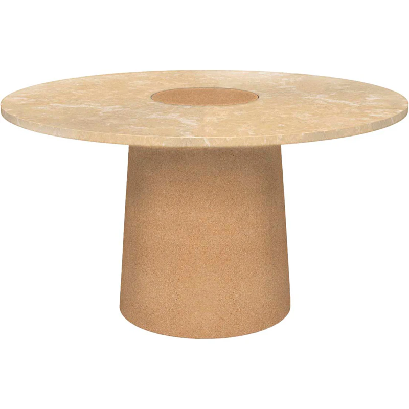 Sintra Esstisch Ø135 cm, Gelber Kalkstein / Cork