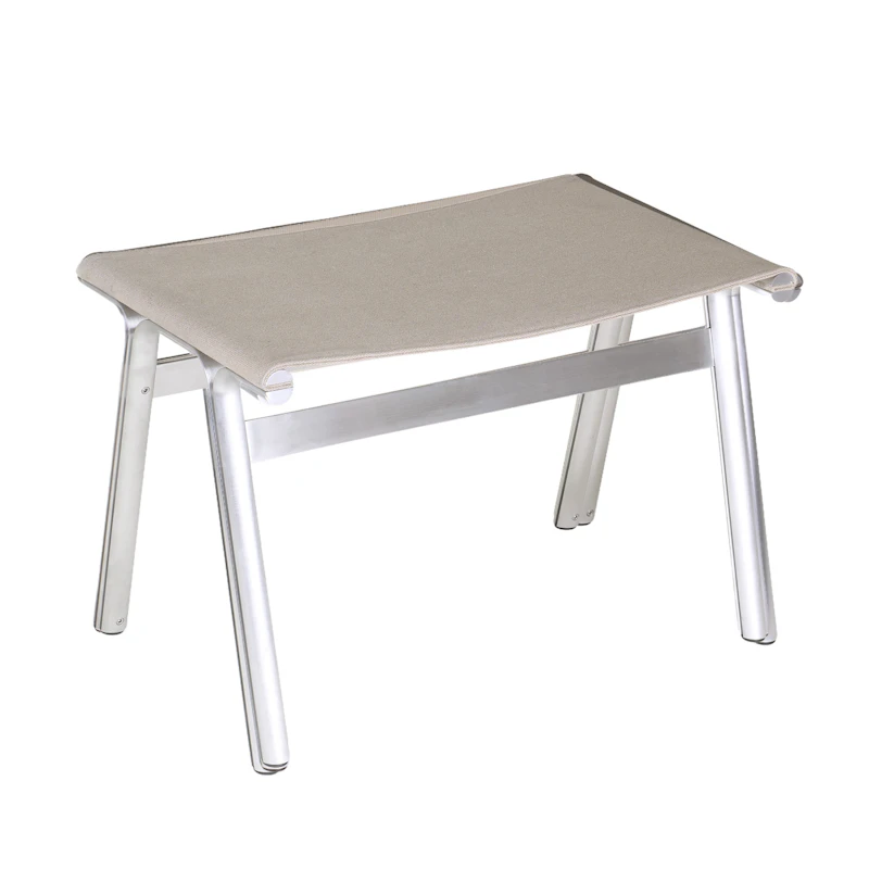 Union Hocker, Aluminium / Sandstone Linen