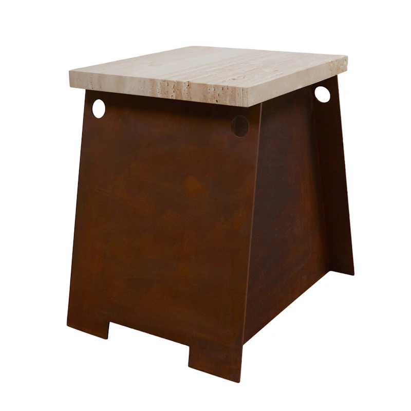 64 Beistelltisch, Corten / Travertinfarben