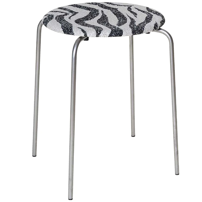 Petit Rond Hocker, Edelstahl / Zebra