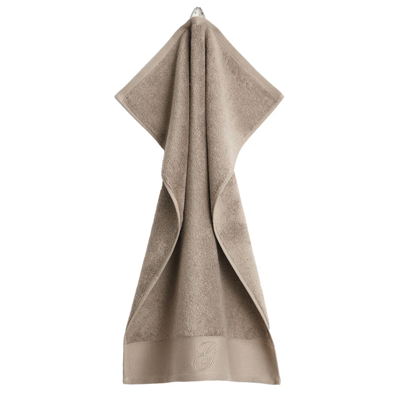 Embroidery Handtuch 30x50 cm, Taupe Beige