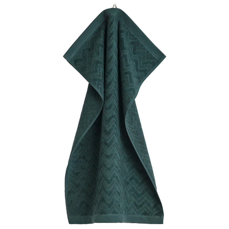 Jacquard Herringbone Handtuch 50x70 cm, Tartan Green