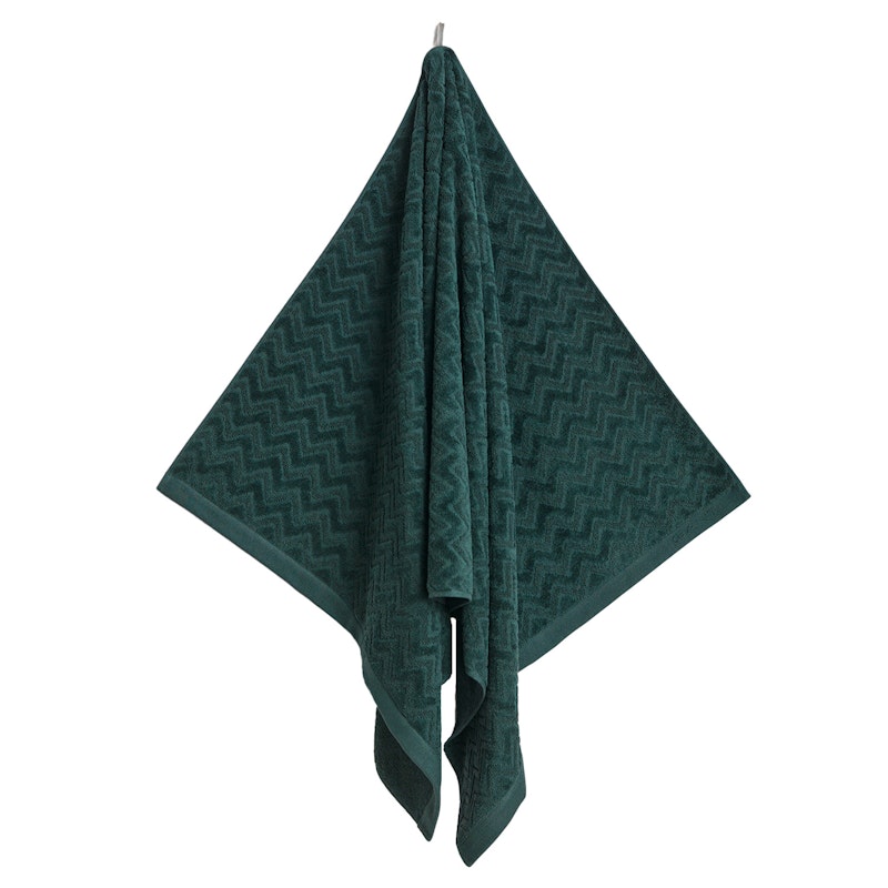 Jacquard Herringbone Handtuch 50x70 cm, Tartan Green