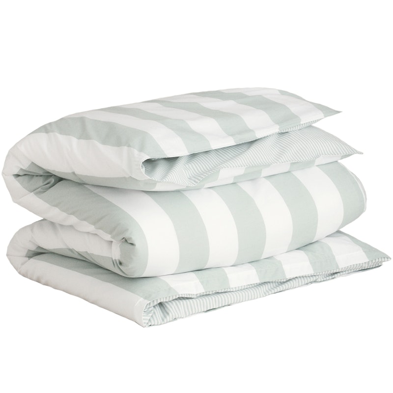 Percale Stripe Bettdeckenbezug 220x220 cm, Clay Green