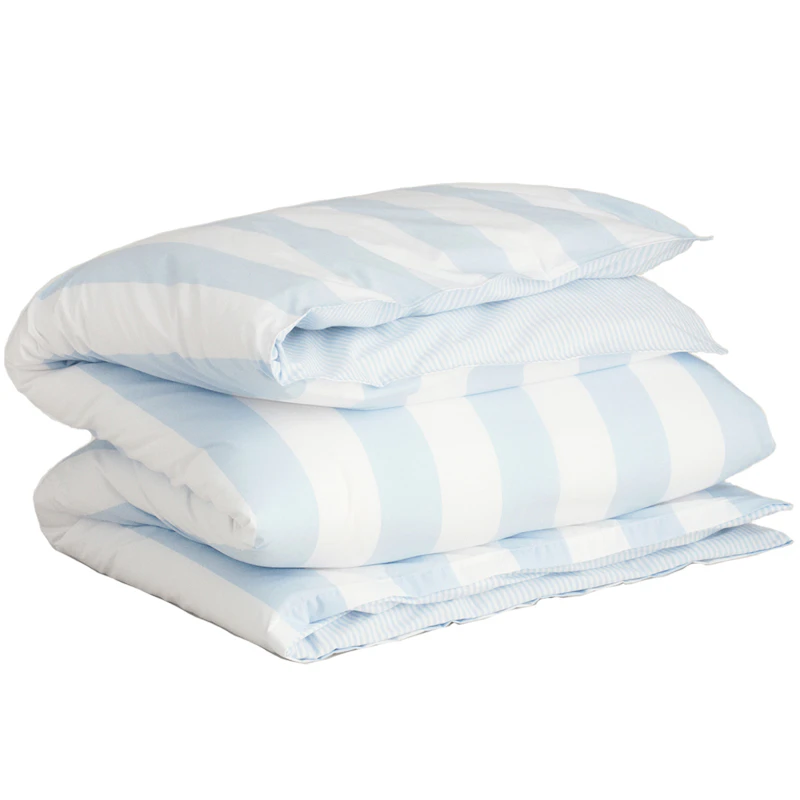 Percale Stripe Bettdeckenbezug 150x210 cm, Rich Blue