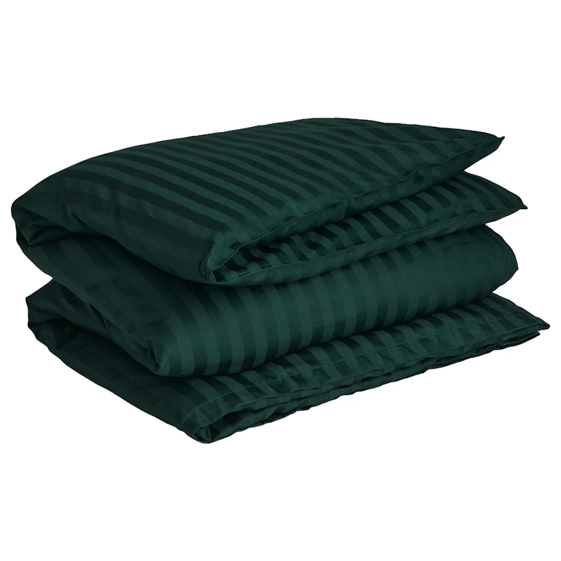 Sateen Stripes Bettbezug 150x210 cm, Tartan Green
