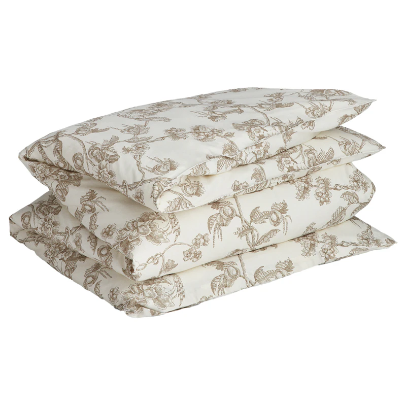 Tree Print Double Bettdeckenbezug 220x220 cm, Taupe Beige